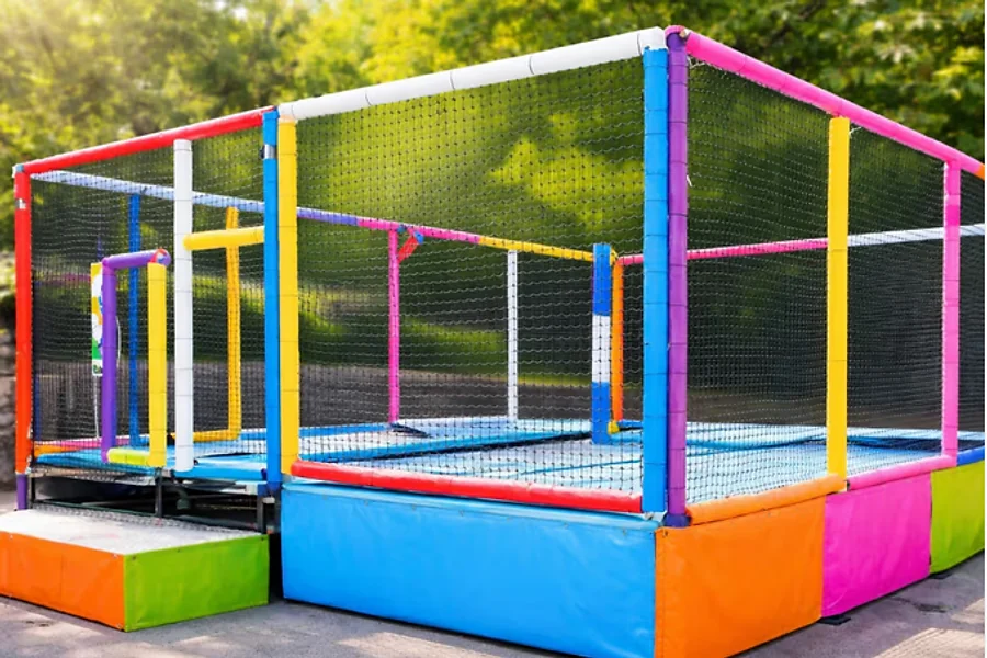 Trampoline sur remorque 4 voies